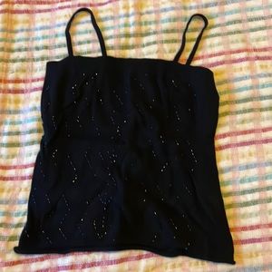Square neckline black dressy tank top